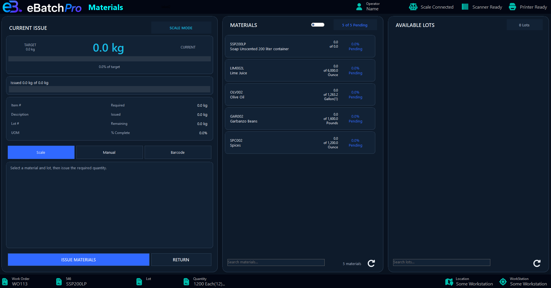 eBatchPro application interface